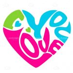 Abstract Colourful Heart with ‘I Love You’ text